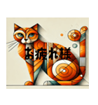 オレンジのキュビズム猫（個別スタンプ：3）