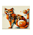 オレンジのキュビズム猫（個別スタンプ：5）