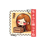 女の子切手スタンプ（個別スタンプ：13）