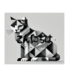 灰色のキュビズム猫（個別スタンプ：1）