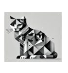 灰色のキュビズム猫（個別スタンプ：4）