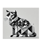 灰色のキュビズム猫（個別スタンプ：6）