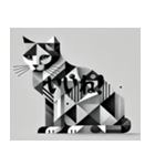 灰色のキュビズム猫（個別スタンプ：7）