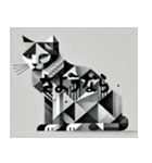 灰色のキュビズム猫（個別スタンプ：8）