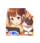 猫LOVEガール③。（個別スタンプ：1）