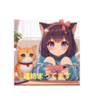 猫耳ガール⑭。（個別スタンプ：1）