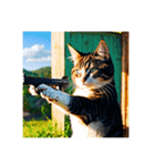 銃を向けて、要求をする猫ちゃん（個別スタンプ：25）