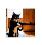 銃を向けて、要求をする猫ちゃん（個別スタンプ：29）