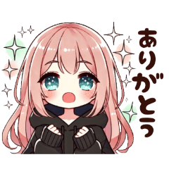 [LINEスタンプ] ゆるふわ黒パーカーの女子の日常 01