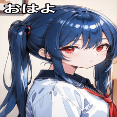 [LINEスタンプ] 青髪シャツ女の子と町