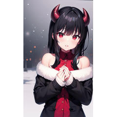 [LINEスタンプ] 可愛い黒髪悪魔女子スタンプ 冬