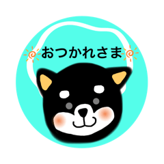 [LINEスタンプ] くろしばいぬ（もじひらがな）