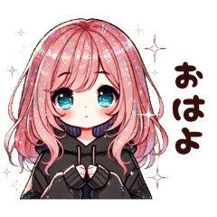 [LINEスタンプ] ゆるふわ黒パーカー女子の日常 02