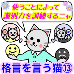 [LINEスタンプ] 格言を言う猫⑬ ★識別力を訓練し続ける★