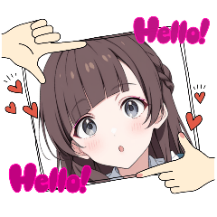[LINEスタンプ] 照れてる顔の女の子の画像（メイン）