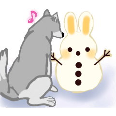 [LINEスタンプ] 雪遊びオオカミ