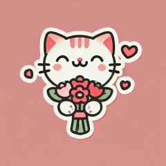 [LINEスタンプ] 花束の猫バレンタイン