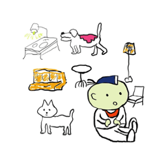 [LINEスタンプ] 曲げ髪坊やの画像（メイン）