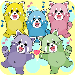 [LINEスタンプ] 飛び出す！陽気なカラフルレッサーパンダ♪