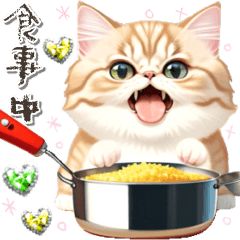 [LINEスタンプ] ふさふさ長毛猫♡家事 ◯◯中 日常