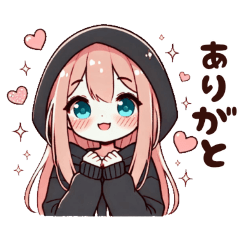 [LINEスタンプ] ゆるふわ黒パーカー女子の日常 03