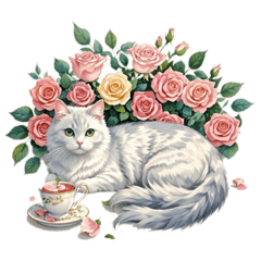 [LINEスタンプ] 薔薇と猫と女の子【Rose cat】日常カフェ