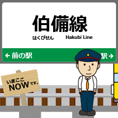 [LINEスタンプ] 西日本 伯備線の動く駅名 シンプル敬語