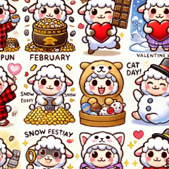 [LINEスタンプ] 迷えるひつじ2月の物語