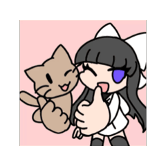 [LINEスタンプ] 茶色い猫と黒髪の女の子