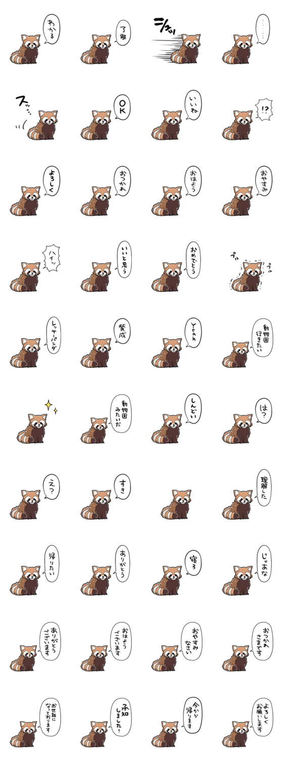 しゃべるレッサーパンダくんのスタンプ詳細