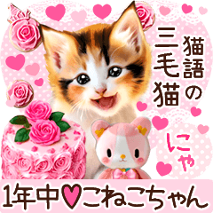 [LINEスタンプ] にゃ！1年中❤️猫語の三毛猫こねこちゃん❤️