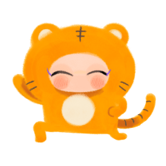 [LINEスタンプ] 虎の着ぐるみちゃん（オタクの姿）