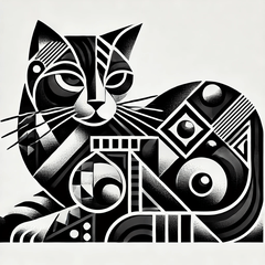 [LINEスタンプ] 黒いキュビズム猫