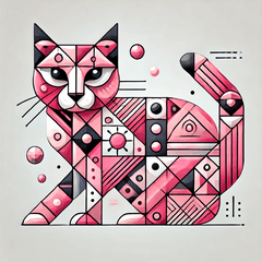 [LINEスタンプ] ピンクのキュビズム猫