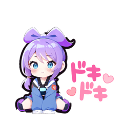 [LINEスタンプ] 紫色リボンの女の子