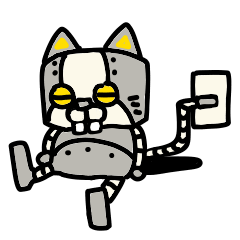 [LINEスタンプ] いつでも使える出っ歯のロボ猫ロボデバネコ