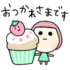 [LINEスタンプ] ほんわか♡いちごヘア♡春