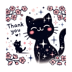 [LINEスタンプ] 黒猫クロてぃおのスタンプ 04 桜＆お祝い