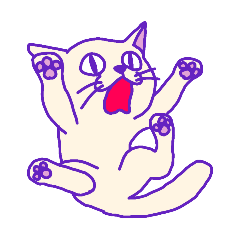 [LINEスタンプ] [アレンジ用]ジェスチャーで伝える猫 紫