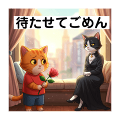 [LINEスタンプ] ごめん猫 遅れた ver1.2