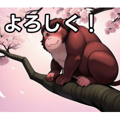 [LINEスタンプ] 春を感じる桜サル