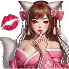 [LINEスタンプ] 九尾の狐 - 甘えん坊な彼女