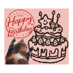 [LINEスタンプ] [動く]猫と誕生日3