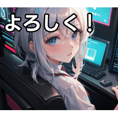 [LINEスタンプ] ゲーミングPCと銀髪男子