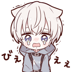 [LINEスタンプ] 動く♪ちびねこ男子スタンプ(ブルーグレー)