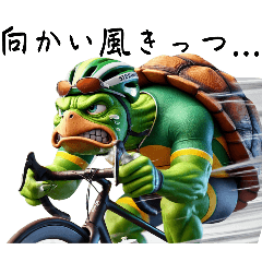 [LINEスタンプ] タートルロングライダー カメ サイクリング