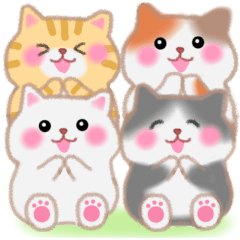 [LINEスタンプ] 4匹のぽちゃりねこ⭐︎関西弁