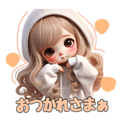 [LINEスタンプ] 毎日使える白パーカーギャル♡1