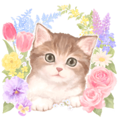 [LINEスタンプ] ［英語］大人かわいい♡ねこと花のスタンプ