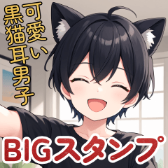 [LINEスタンプ] 可愛い黒猫耳男子BIGスタンプ